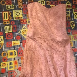 Gather and Gown Pink Lace Strapless Dress